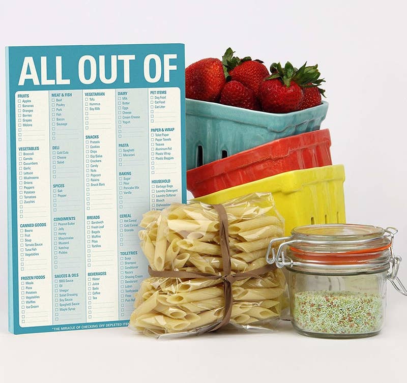 It also helps if you don't go shopping when you're hungry, but I know in my life, at least, that's not always gonna happen. ¯\_(ツ)_/¯Get the "All Out Of..." notepad on Amazon for .70.