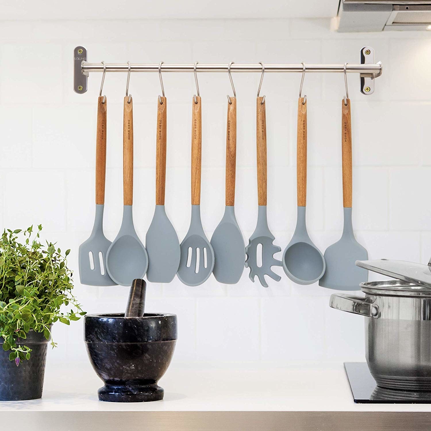 Just be sure to be ready to... set of eight kitchen utensils. 