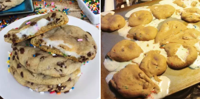 "I tried to make these chocolate chip cookies filled with Funfetti frosting, and clearly Pinterest was a freaking lie…"—angelar63