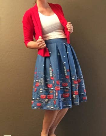 skirt with london pattern complete with big ben and double decker buses