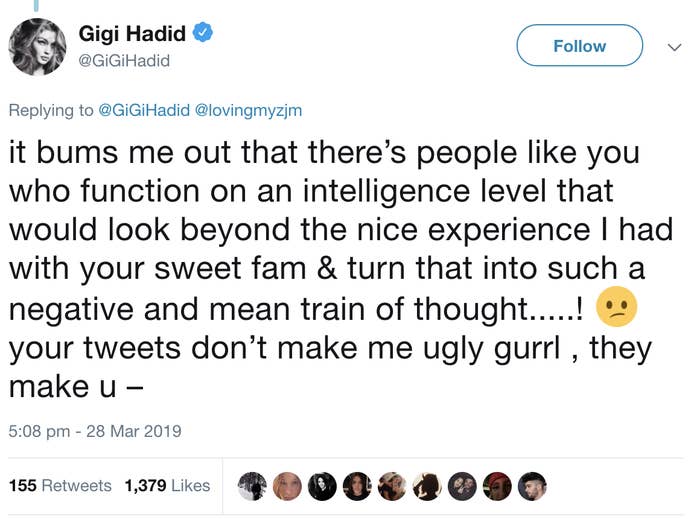 Gigi Hadid Went Off At A Fan For Negative And Mean