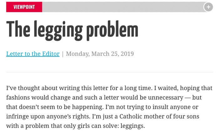Opinion  Notre Dame mom's letter against leggings may be the