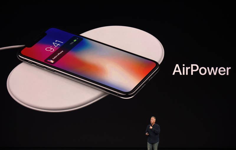 Appleâ€™s senior vice president of worldwide marketing, Philip Schiller, introduced AirPower, a wireless charging system, during a media event in September 2017.