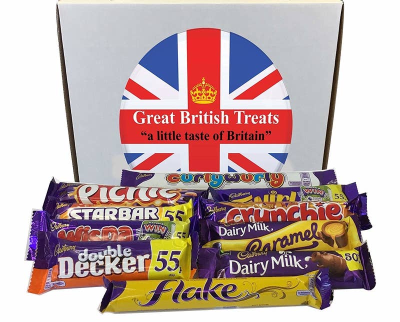 Includes one of each: Flake, Picnic, Double Decker, Crunchie, Dairy Milk, Starbar, Wispa, Dairy Milk Caramel, Twirl, and Curly Wurly.Get it from Amazon for $11.20.