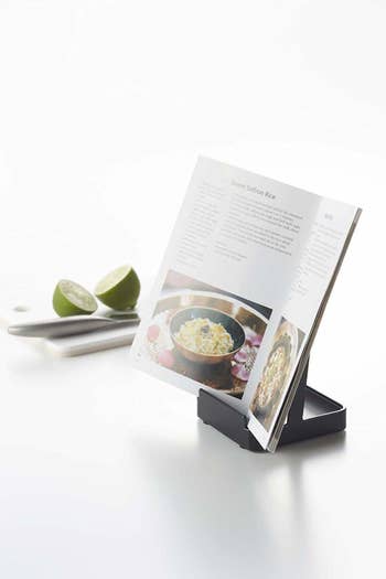 The same stand supporting an open cookbook