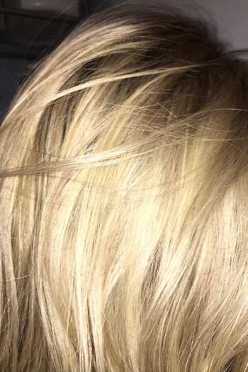 Reviewer with blonde hair showing before