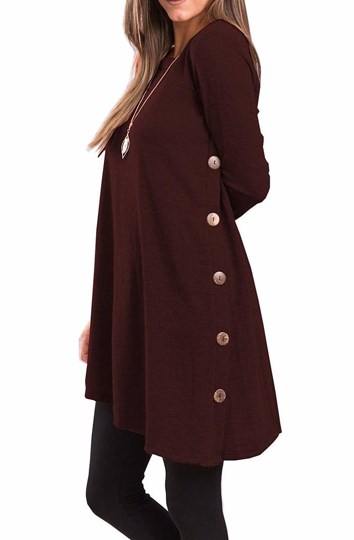 sweater dress with buttons down the side 