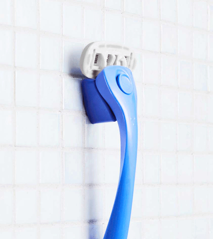 Get the starter kit from Billie for $9 (includes the razor handle, magnetic holder, and two 5-blade razor cartridges).