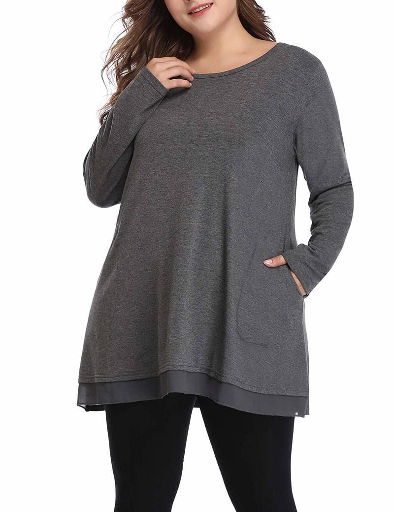 Promising review: &quot;The fit was perfect: it&#x27;s light, comfortable, and best of all, has pockets!! I love this and will order it in all of the colors.&quot; —Karen NewlandGet it from Amazon for .99+ (available in sizes 1X-5X and two colors).