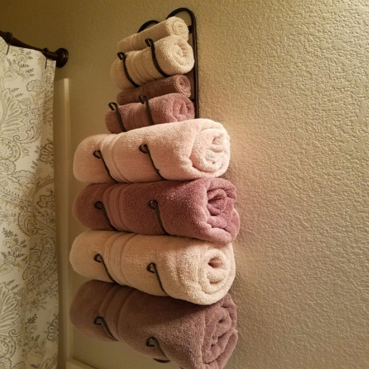 the towel rack on the wall