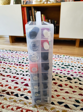 Reviewer organizer with nail polish inside