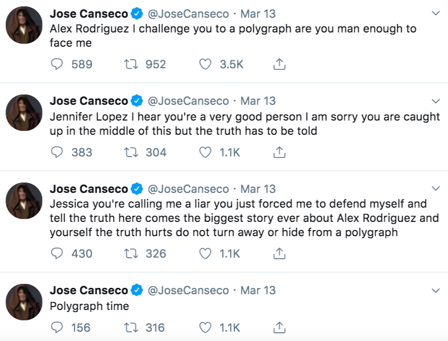 Jose Canseco's Ex-Wife Jessica Denies A-Rod Affair on Twitter