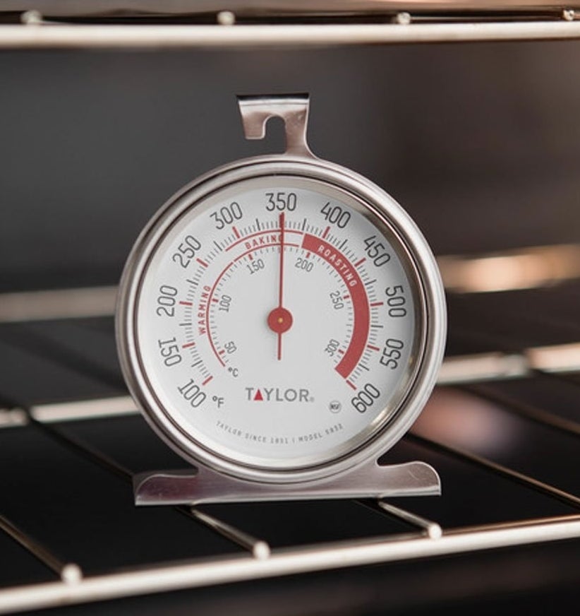round thermometer on oven rack