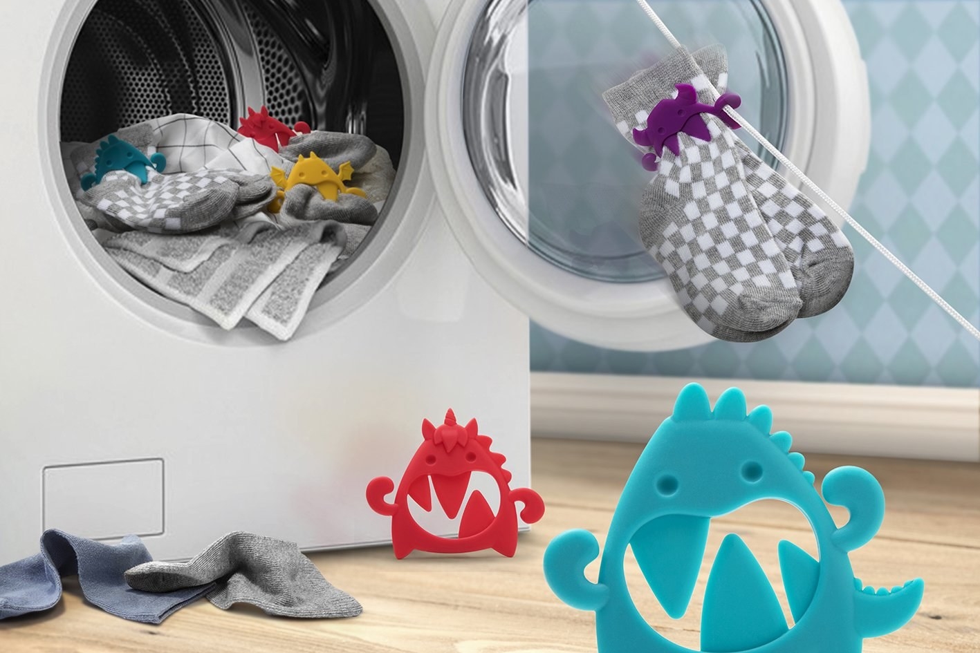 Roommate: "I heard something, you ok?" Us: "Oh...um...yes." *Softer roars*. Promising review: "I have never seen anything like this before! Before finding this product, I cannot tell you how many socks were sacrificed to the dryer gods and reincarnated as an orphaned container lid. They make doing laundry a little less miserable. They are easy to use." —Sparkle BeeGet a pack of eight from Amazon for $13.40.