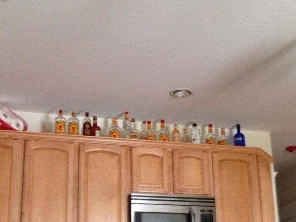empty alcohol bottles college