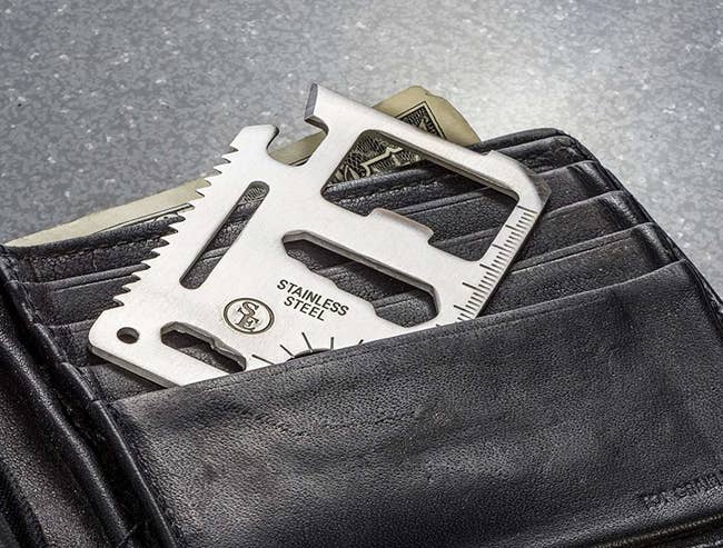 multi-tool tucked into a wallet