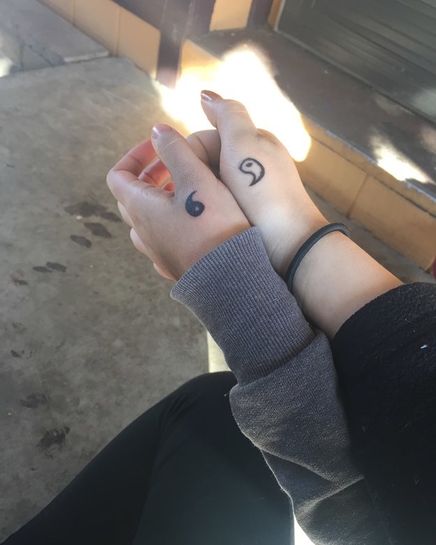 Cute simple matching tattoo ideas for best friends: small finger symbols  and quotes for two or three