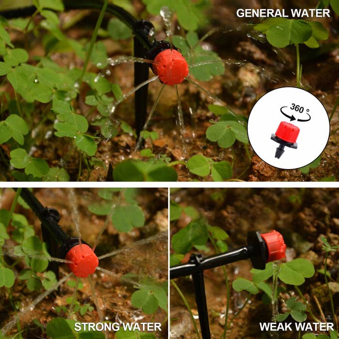 It connects directly to your outdoor faucet or to your programmable timer, if you have one; and you can adjust each mini-sprinkler manually so every plant gets the amount of water it needs. Promising review: "Works like a charm! I have this system in my garden, watering nine tomatoes and several types of squash. It comes with everything you need, and plenty of parts. I could triple my garden size, and still have leftover water line and emitters. Very worth the money, as all I have to do is hook up my hose and walk away. No more walking around, watering one plant at a time." —ChristinaGet it on Amazon for $23.99 (62 pieces).