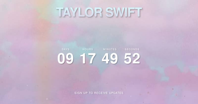 Her official website has also been completely wiped of the Reputation aesthetic, instead displaying the same clock counting down to April 26.The countdown has also appeared on billboards around the world, from New York City to London to Mexico City to Melbourne to Tokyo. The billboards advertise the website AprilTwentySix.com (yes, the TS is capitalised, of course), which also redirects to Taylorâs official site.