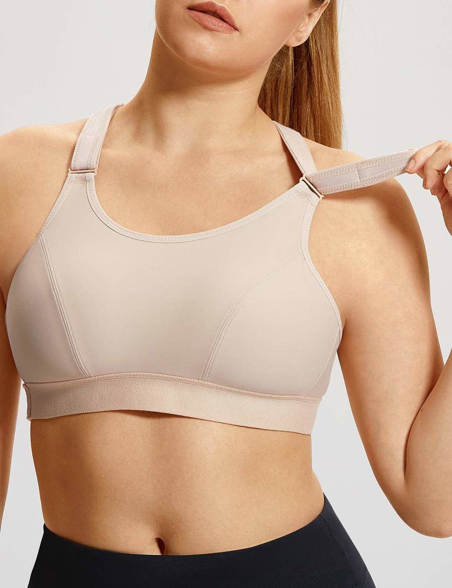 SYROKAN Sports Bra High Impact Zip Front Adjustable Straps Strappy Without  Underwire Padded Summer Yoga Workout Top Underwear