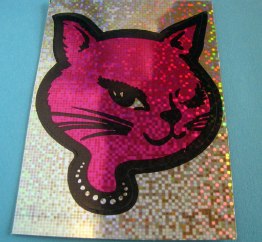 Sparkly hot pink winky cat sticker