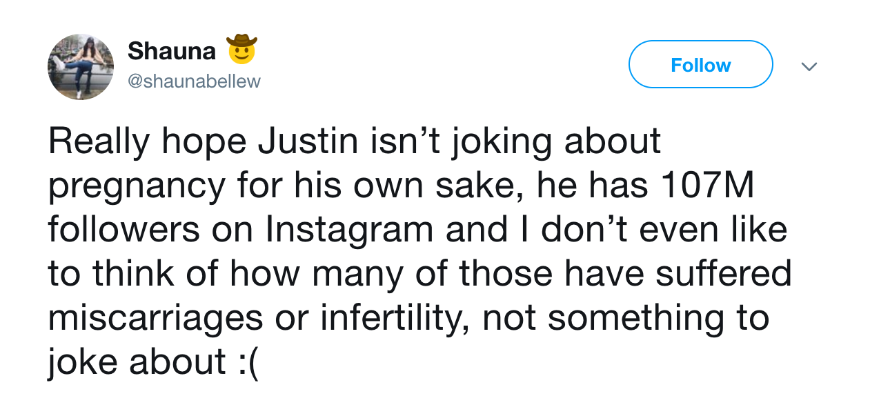 Justin Bieber Posted A Fake Pregnancy Announcement For April Fools Day