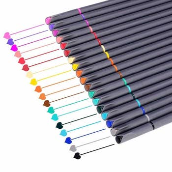 The 18 pens with color-coded tips