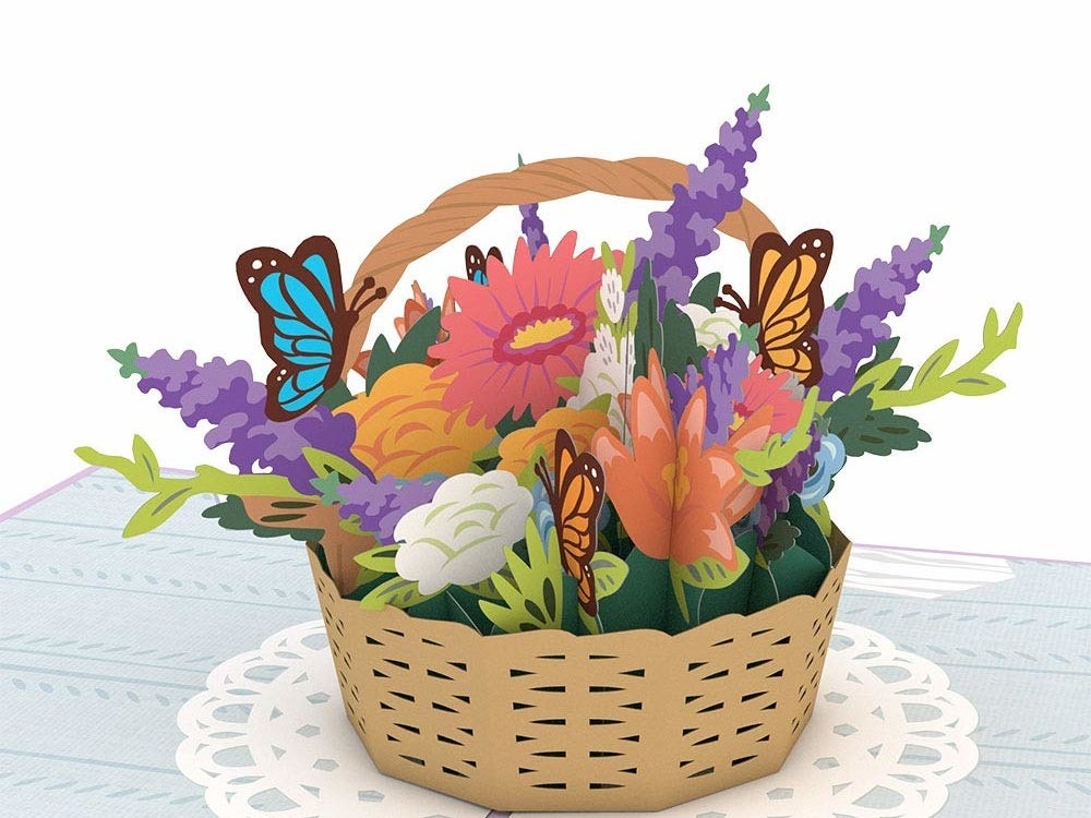 the flower bouquet and butterfly 3d card