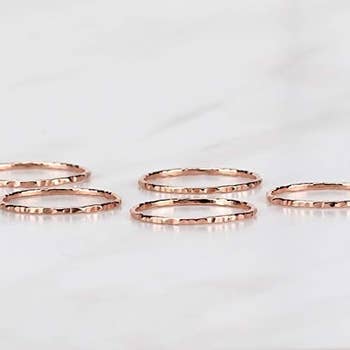 hammered rose gold rings