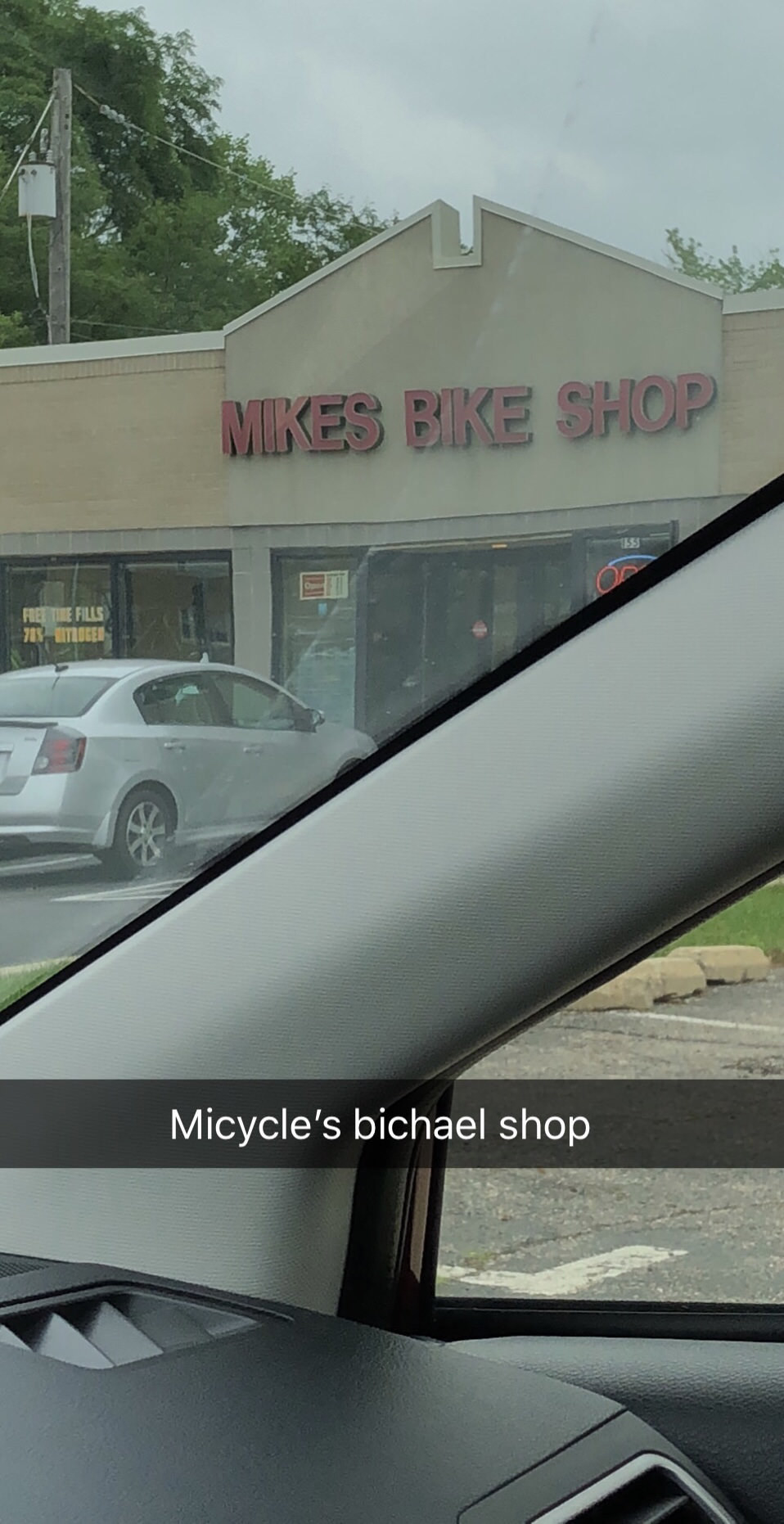 place named michael&#x27;s bike shop and they call it micycle&#x27;s bichael shop