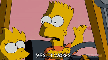 Gif of Bart Simpson saying, &quot;Yes, it works.&quot;