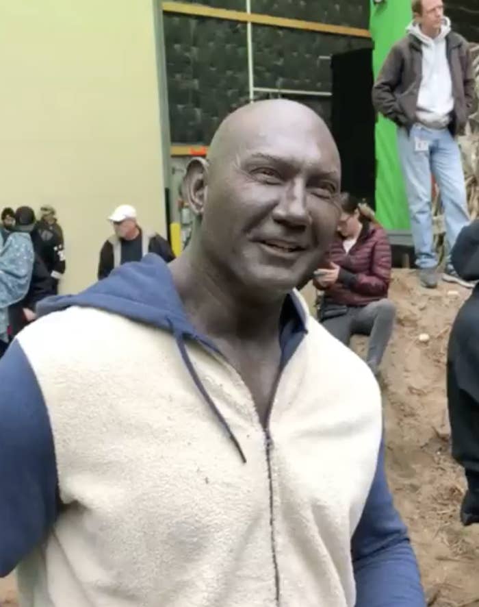 first we catch a glimpse of dave bautista in his partial drax makeup instagram prattprattpratt - dave bautista s most shredded instagram fitness moments