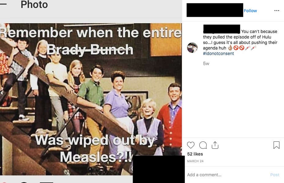 Marcia Brady Upset Anti Vaxxers Are Using A Brady Bunch Meme To Downplay Measles