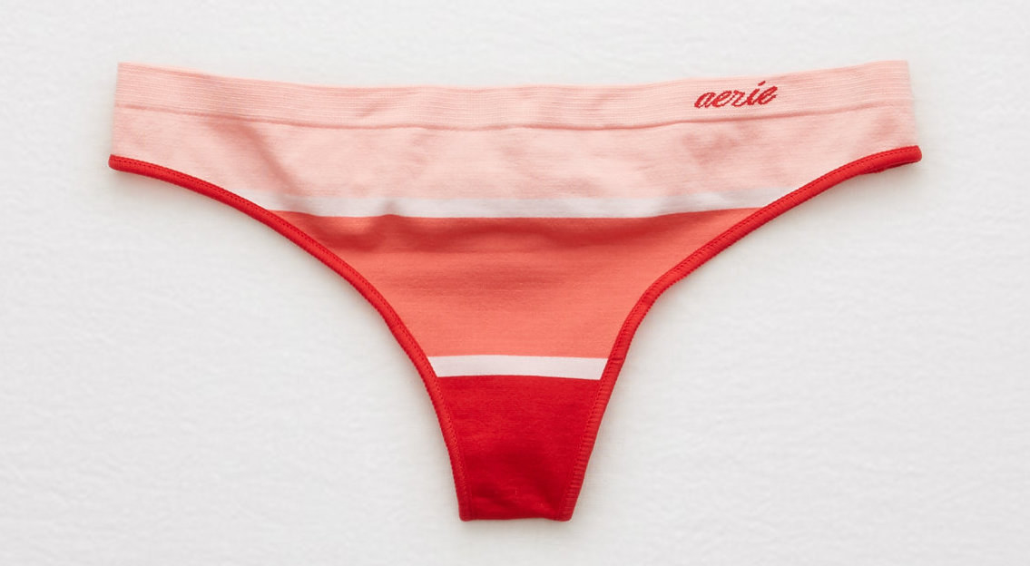 Aerie Cotton Logo Thong - Red