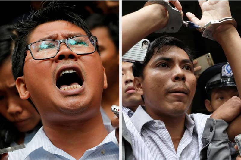 After their investigation into a security-force massacre of Rohingya men and boys in Myanmar&#x27;s western Rakhine state, Wa Lone and Kyaw Soe Oo were convicted under the colonial-era Official Secrets Act and sentenced to seven years each in prison, even though a police officer testified that they had been entrapped. The Myanmar Supreme Court recently upheld their convictions.