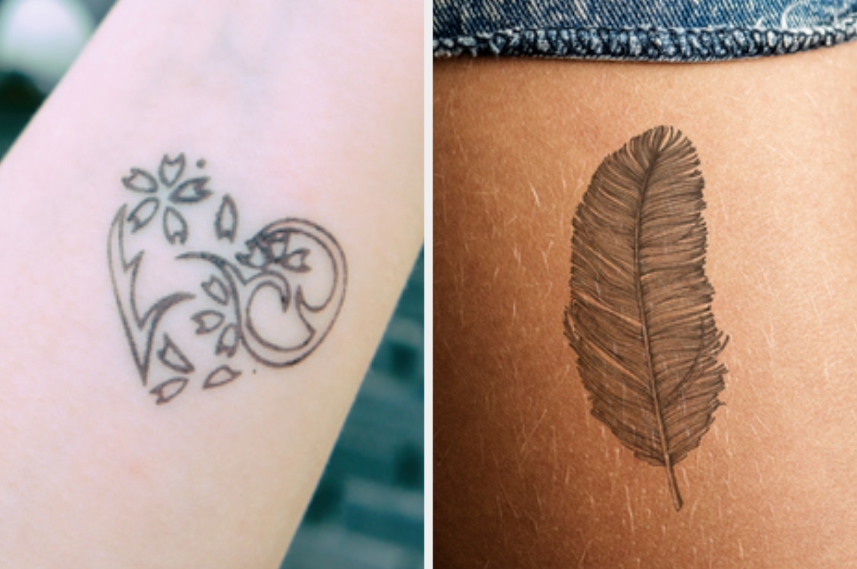 Feder-Muster-Fälschungs-Körper-Tätowierungen Individuelles Tattoo Design  Temporary Tattoos : Amazon.de: Beauty