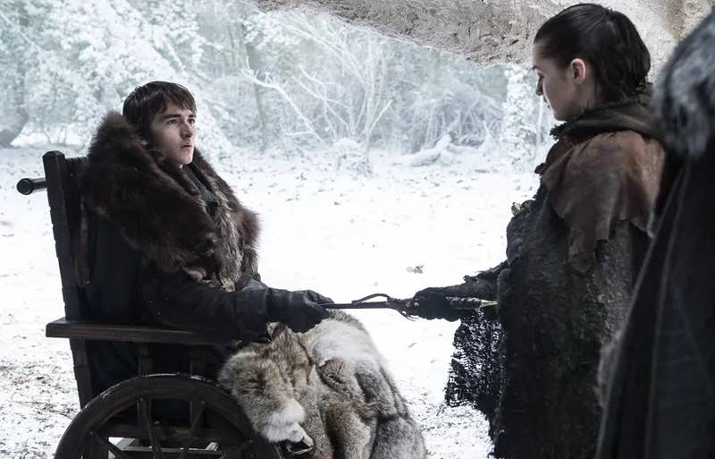 Ever since Hodor held that door and we learned the truth about what happened to him in the past â that it was Bran's interference and warging that broke his brain â people have been theorising that Bran is manipulating much more throughout history. So, of course, some fans think that's exactly what he was doing during the Battle of Winterfell â going back to the past to manipulate events in order to ensure everything happened exactly as it needed to. There's no evidence of this within the episode, though, unlike the other instances of time travel/visions we've seen. It feels like there's a low chance they'll reveal this in future episodes too.