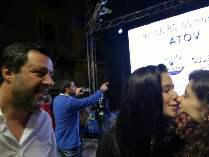 These Italian Girls Photobombed Matteo Salvini With A Same Sex Kiss