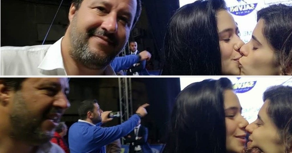 These Italian Girls Photobombed Matteo Salvini With A Same Sex Kiss 0562