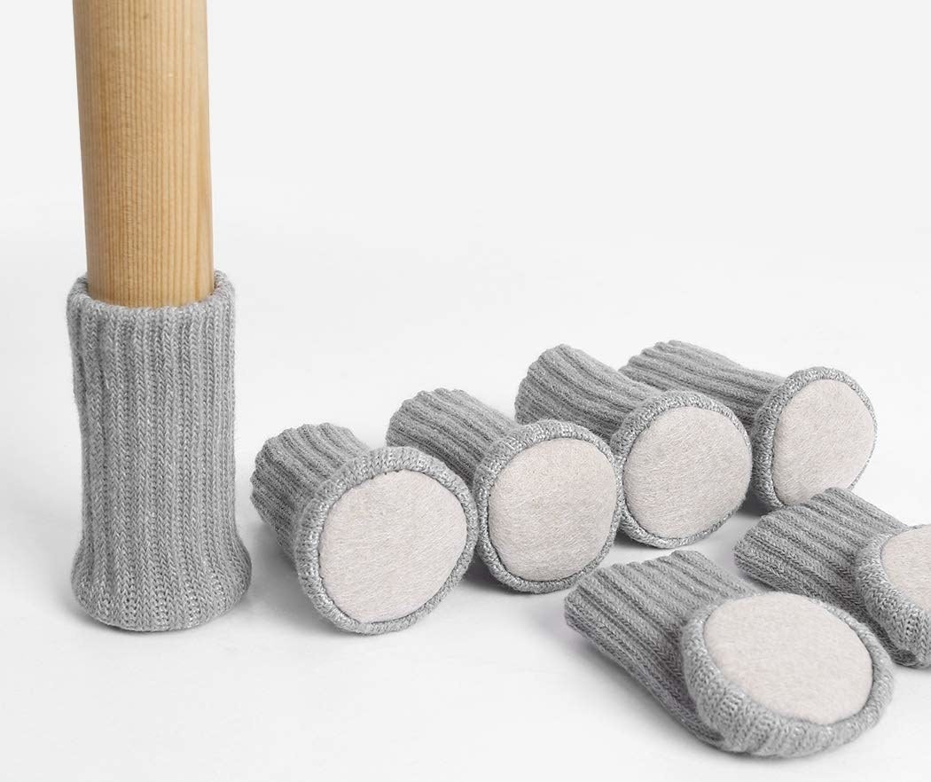 The grey ribbed socks with felt pads on the bottom