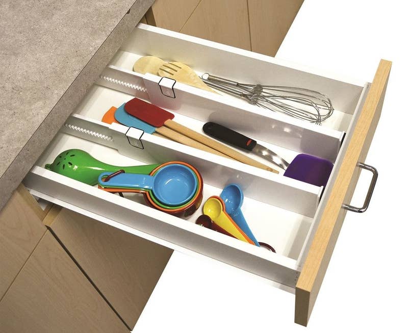 The dividers expand from 14" to 21" and feature non-slip grips on their sides. Promising review: "It fits right into your drawer and lets you use all the space of the drawer." —Greco
Price: .60