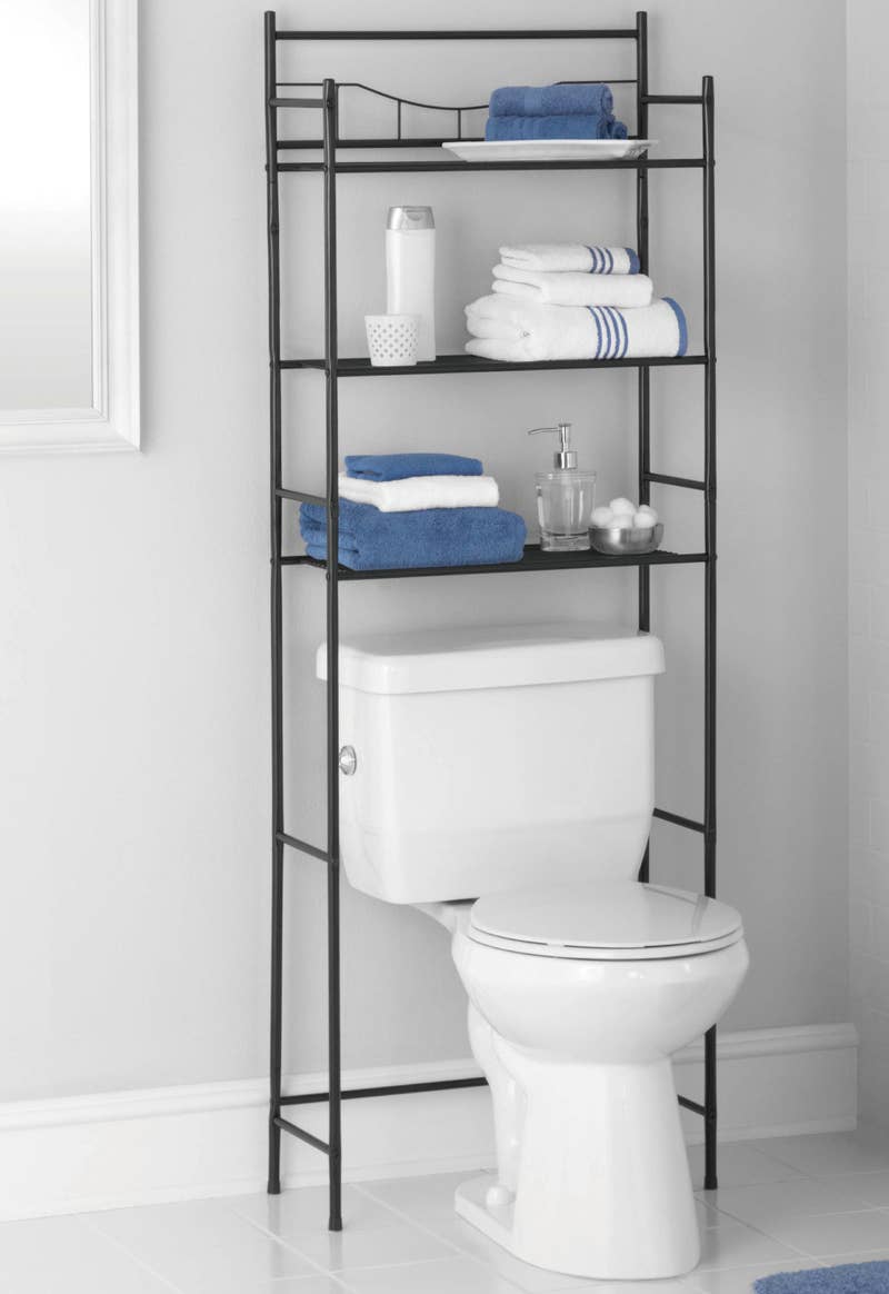 Promising review: “This was so easy to assemble. It is very sturdy. I used the two screws to attach this shelf to the wall. Everything is now nicely organized. I also use the side to hang a hand towel.” —JerseyGirl
Price: .84 (available in bronze and nickel)