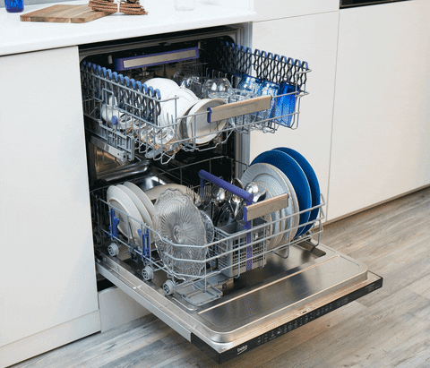 If they're cold right out of the fridge and you hit them with hot water, they could crack! Also, if they have any LED lights on them, the dishwasher's probably best avoided. If you're not sure, check your fridge's user manual. (You can also 100% wash all your shelves by hand in the sink with dish soap and a sponge; don't forget the hot water caveat though!)