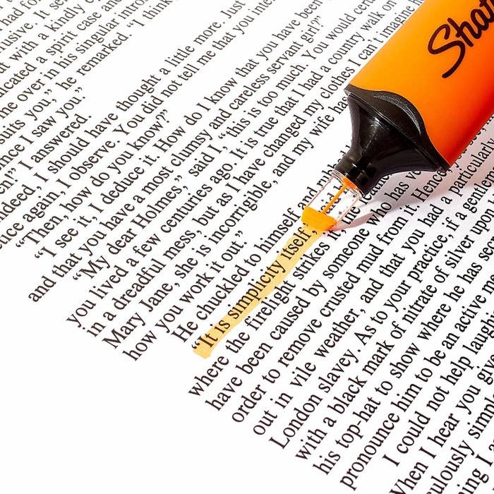 The highlighter being used on text