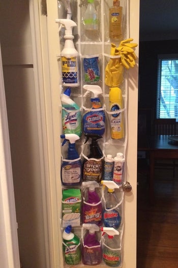 Reviewer photo cleaning supplies stored in the organizer 