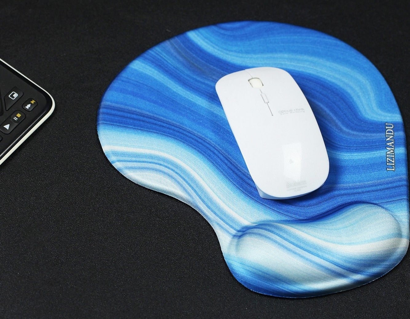 the blue mouse pad