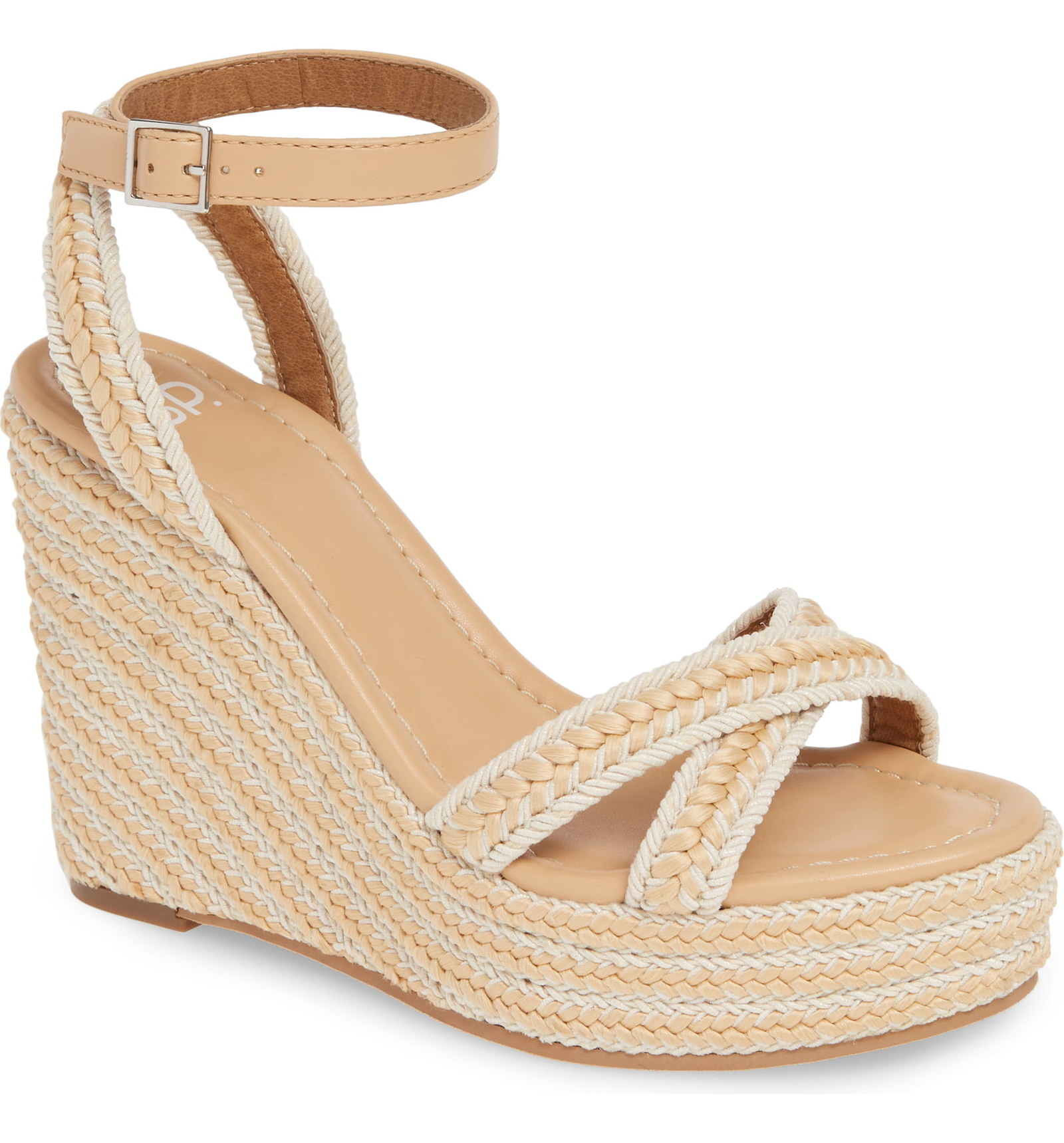 TheBP. Gabby Woven Wedge Sandal in natural woven.
