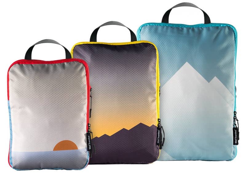 Promising review: "I travel frequently for work and am a serious over-packer. I typically pack business casual items, day wear, and pajamas. In other words, my suitcase is always a mess and usually I need to pack and check a much larger suitcase than I actually need. I am seriously in love with this. I seriously just packed at least 10 outfits and a weeks-worth of PJs in my CARRY-ON — with room for like four winter sweaters. I feel like a legit travel rockstar. The compression set itself is beautiful. I love the colors and images. The material feels amazing, the zippers are super sturdy, and the seams are holding rock solid. Well-worth the money. I'll be buying more to pack away my seasonal wardrobe." —shayla walshGet a pack of three from Amazon for $22.97.