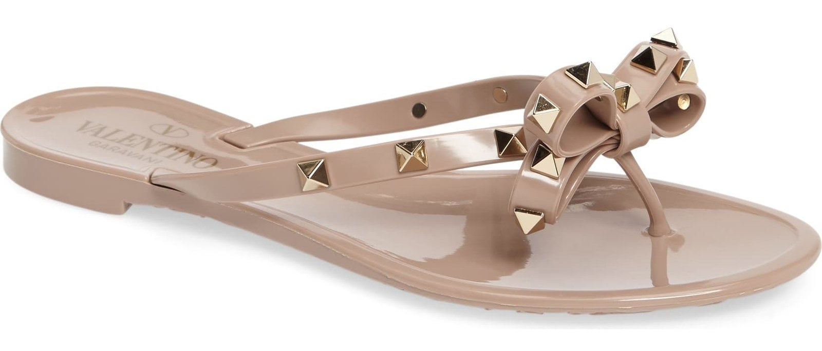 The Valentino Rockstud Jelly Thong in blush.