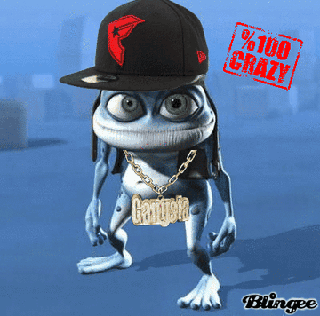 A gif of the blue Crazy Frog.